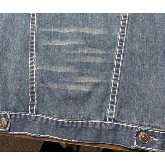 Men's Vintage True Religion Jimmy Super T Blue Denim Jacket Size Medium (Flaws) - Picture 10 of 10